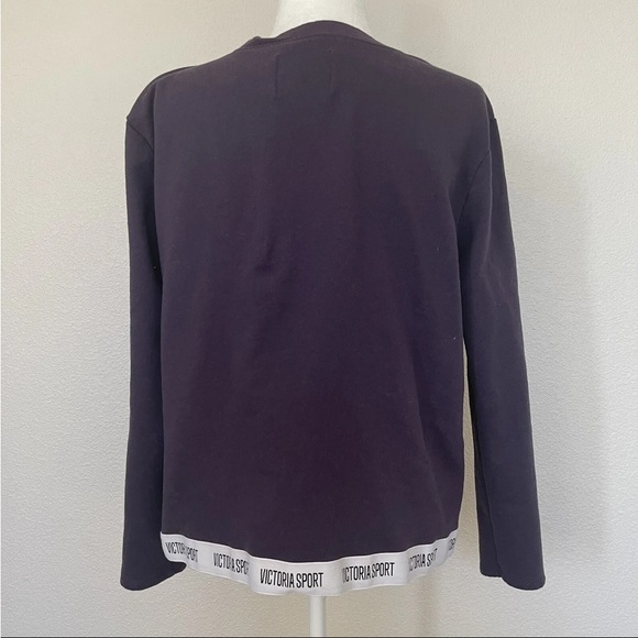 SOLD Victoria’s Secret Sport Cropped Banded Hem Pullover Sweater Top Deep Purple - Picture 2 of 5